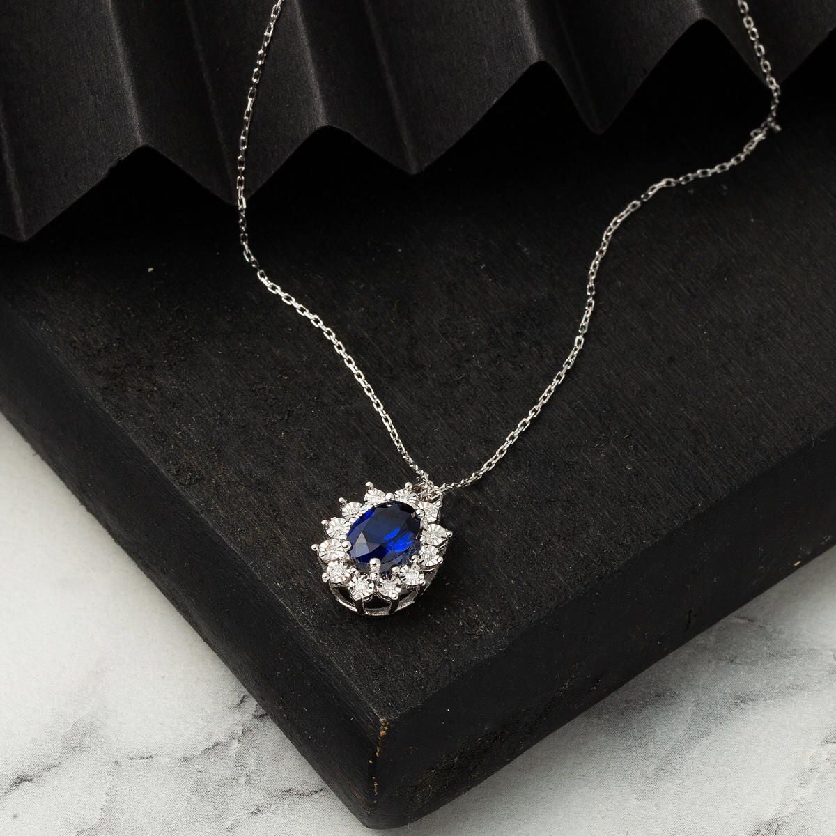 14K White Gold Diamond and Sapphire 3-Piece Set