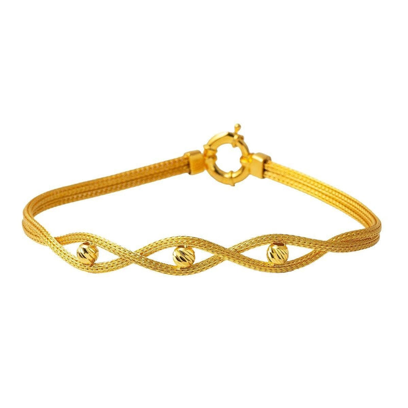 14K Yellow Gold Sahsenem Braided Chain Bracelet