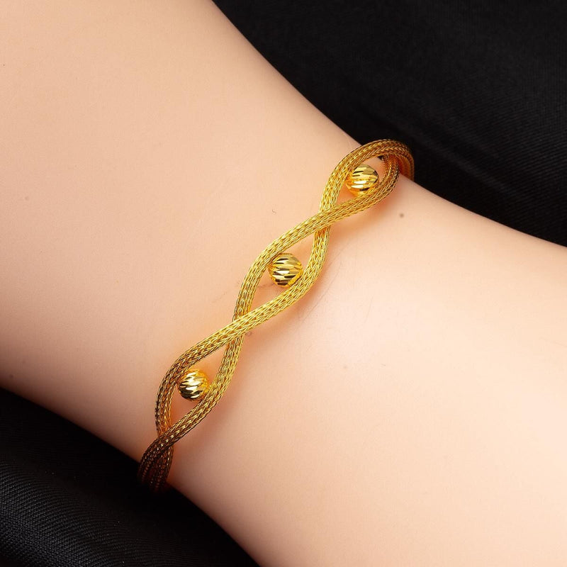 14K Yellow Gold Sahsenem Braided Chain Bracelet