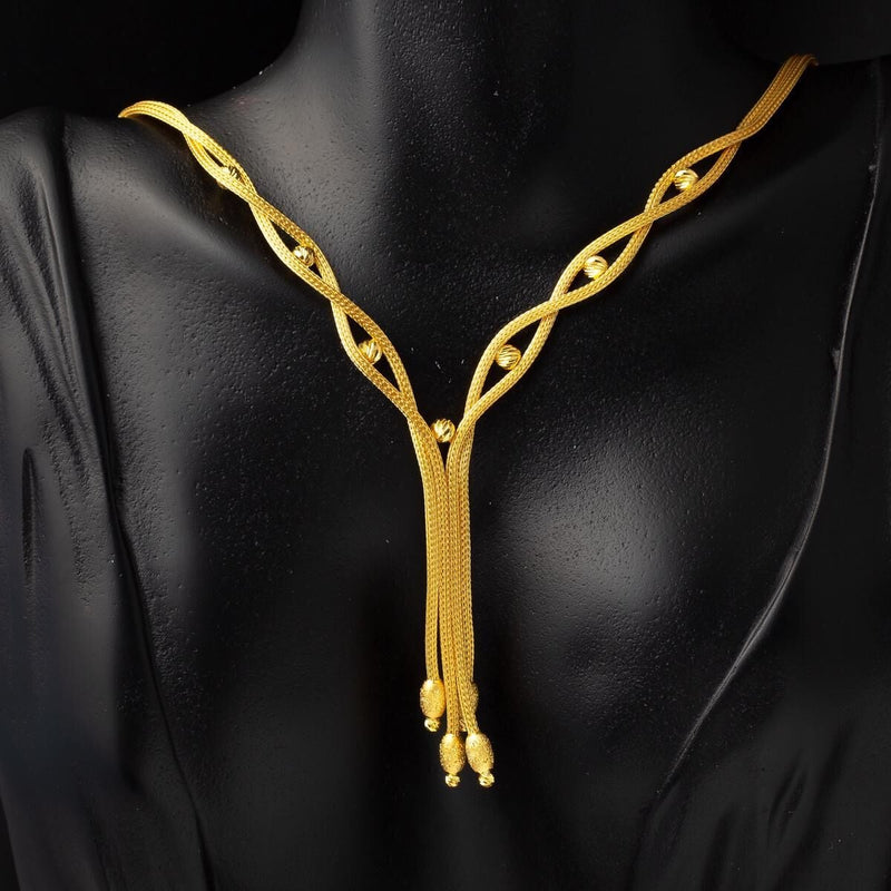 14K Yellow Gold Sahsenem Braided Chain Collar Necklace