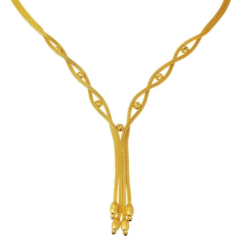 14K Yellow Gold Sahsenem Braided Chain Collar Necklace