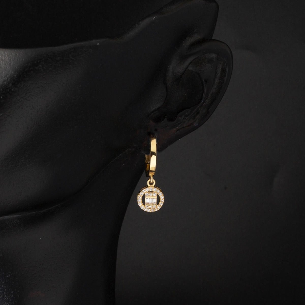 14K Yellow Gold Dangle Baguette Cubic Zirconia Earrings