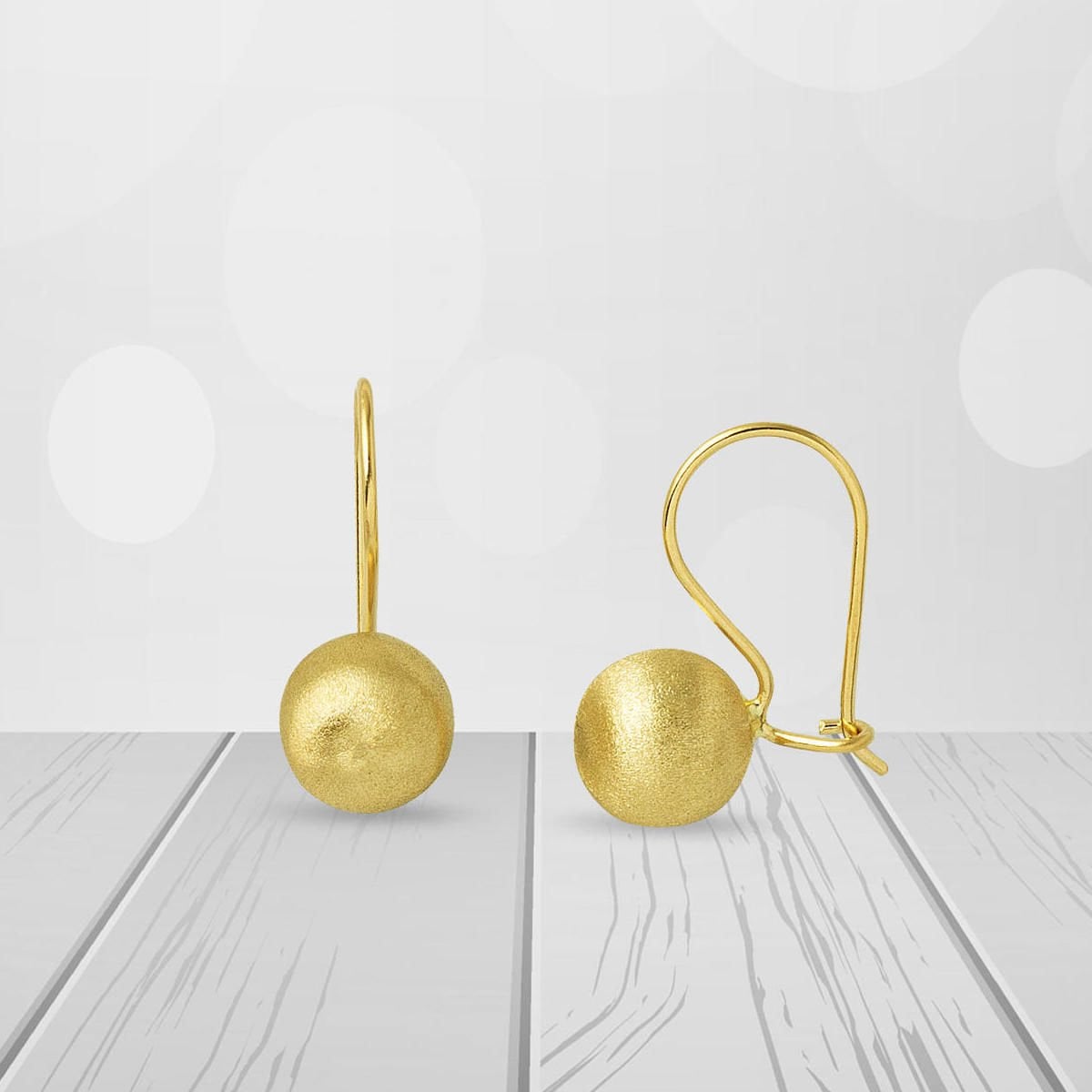 14K Yellow Gold Dangle Ball Earrings