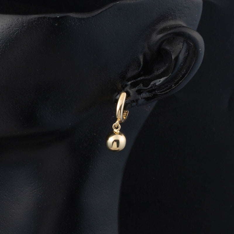 14K Yellow Gold Dangle Ball Earrings