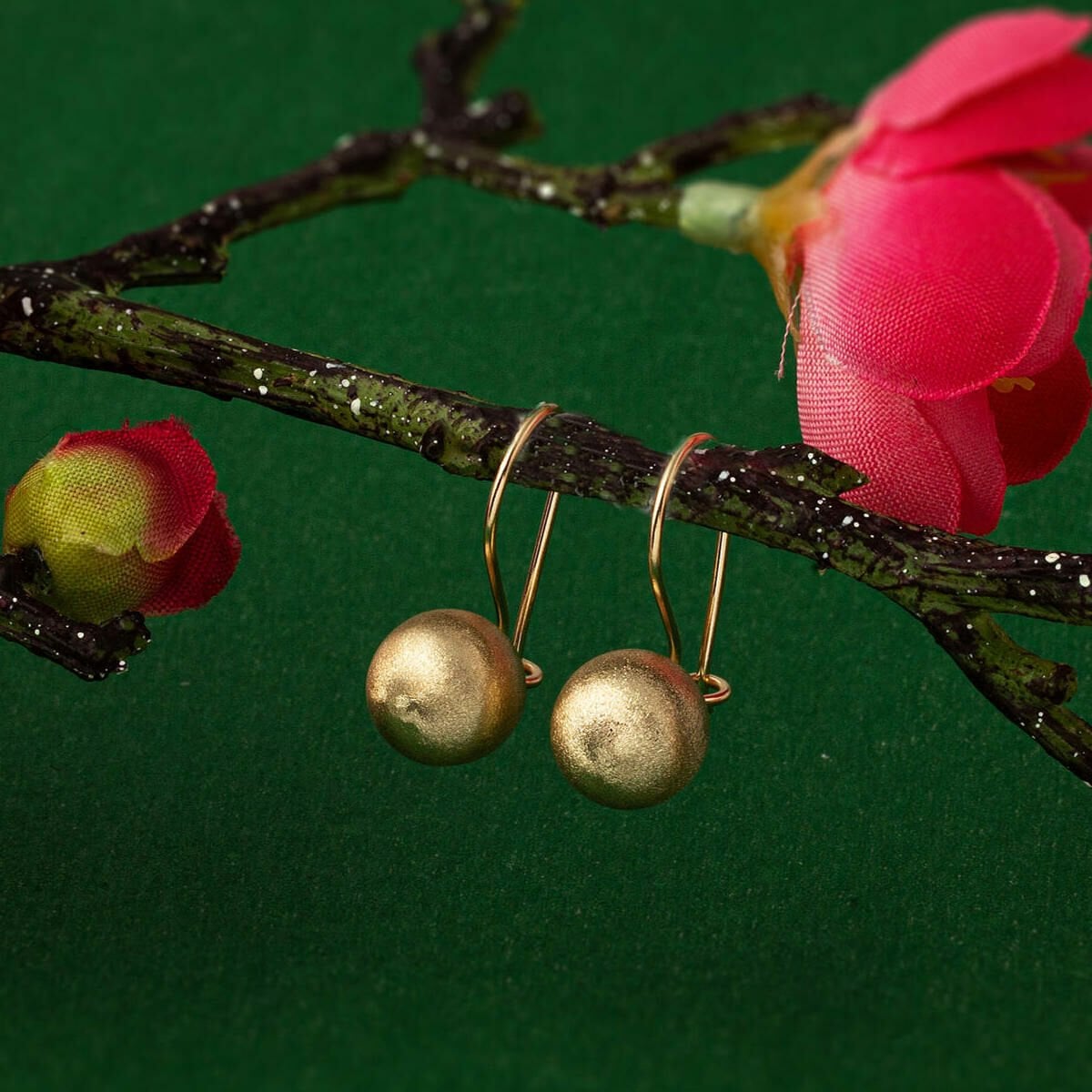 14K Yellow Gold Dangle Ball Earrings