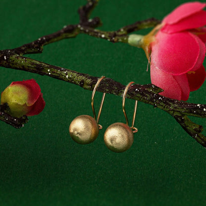 14K Yellow Gold Dangle Ball Earrings