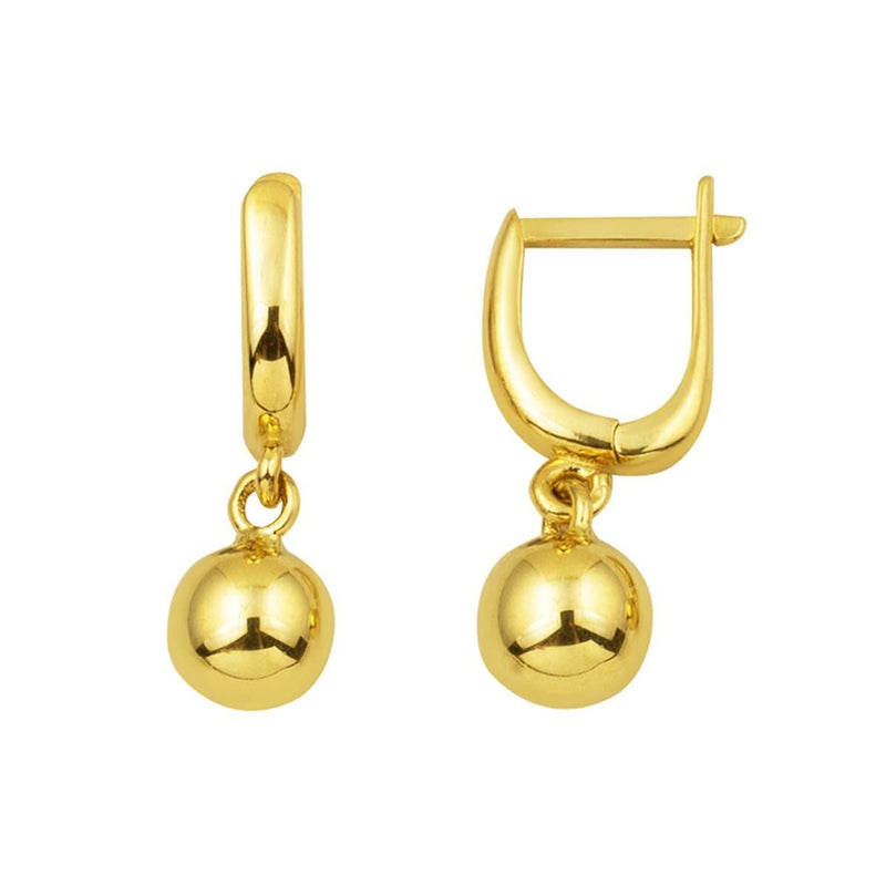 14K Yellow Gold Dangle Ball Earrings