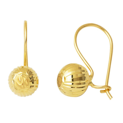 14K Yellow Gold Modern Dangle Ball Earrings