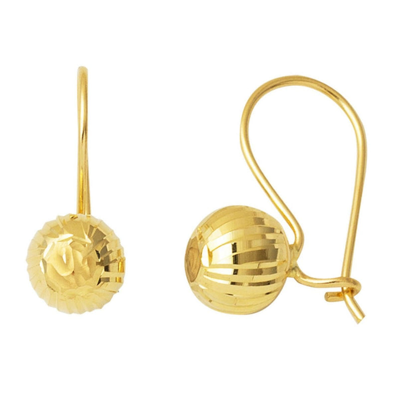 14K Yellow Gold Modern Dangle Ball Earrings