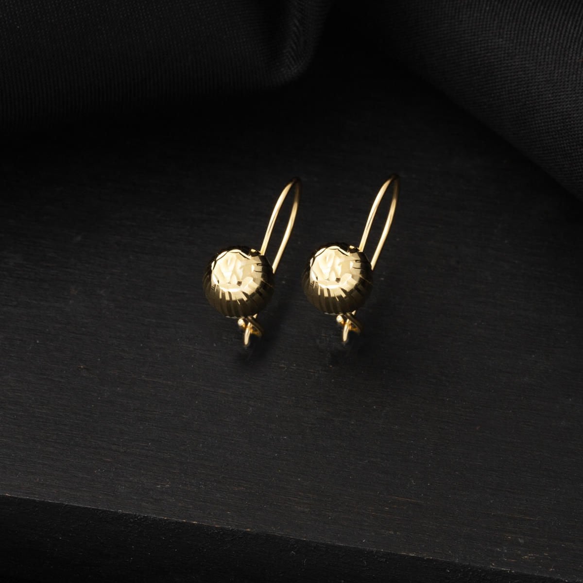 14K Yellow Gold Modern Dangle Ball Earrings