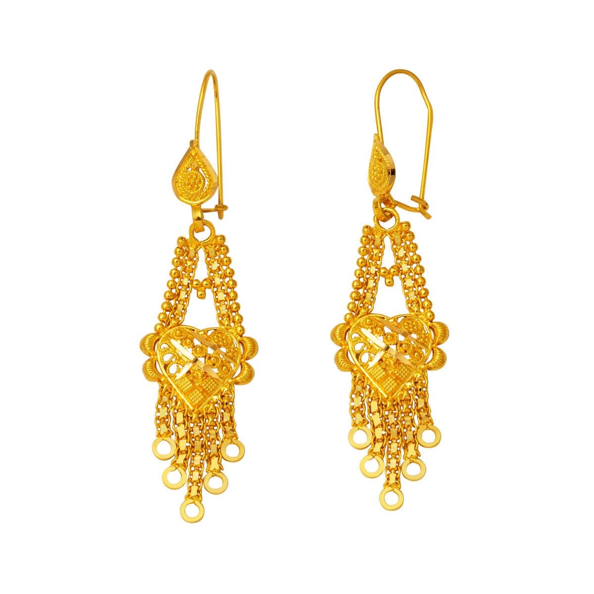 22K Yellow Gold Dangle Indian Style Earrings