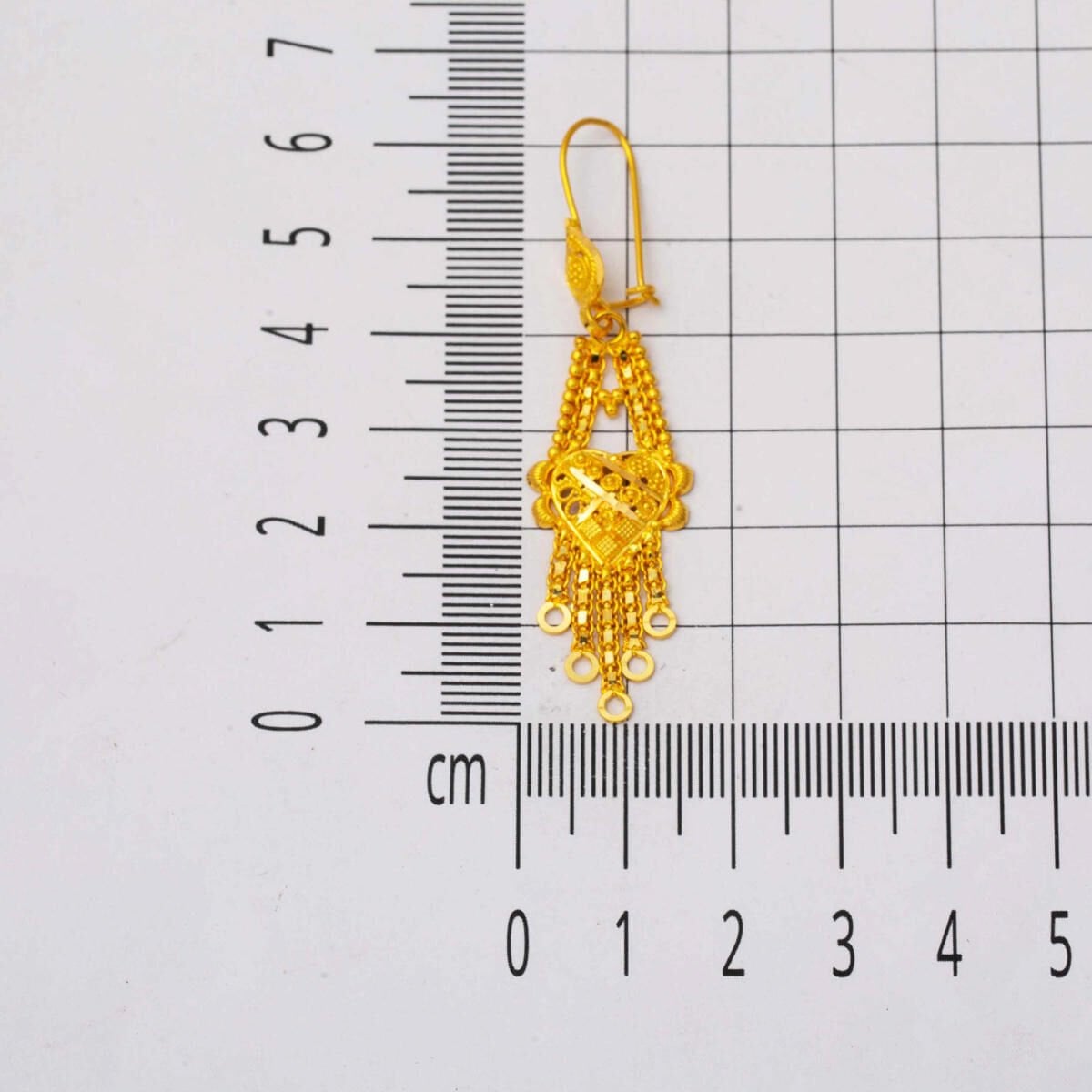 22K Yellow Gold Dangle Indian Style Earrings