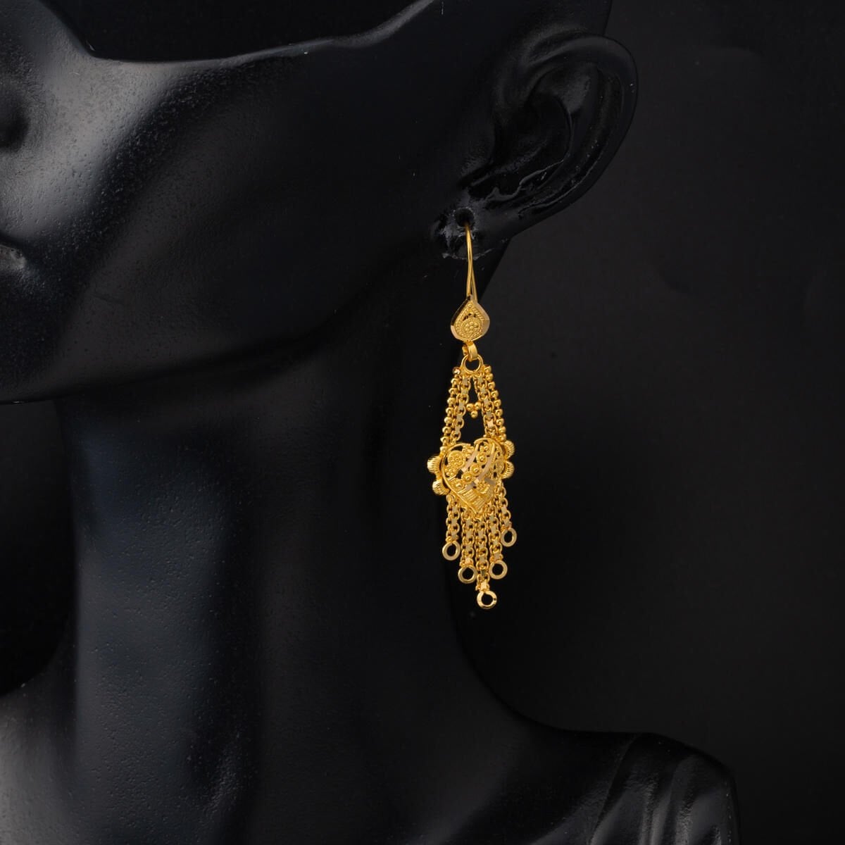 22K Yellow Gold Dangle Indian Style Earrings
