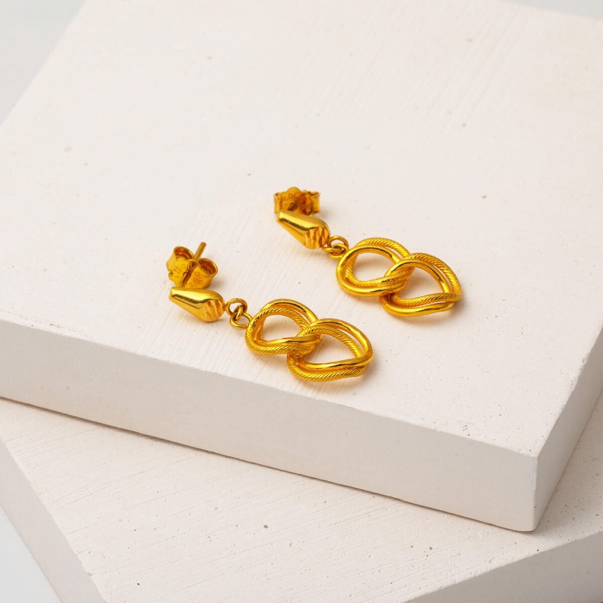 22K Yellow Gold Dangle Milky Way Earrings
