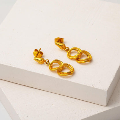 22K Yellow Gold Dangle Milky Way Earrings