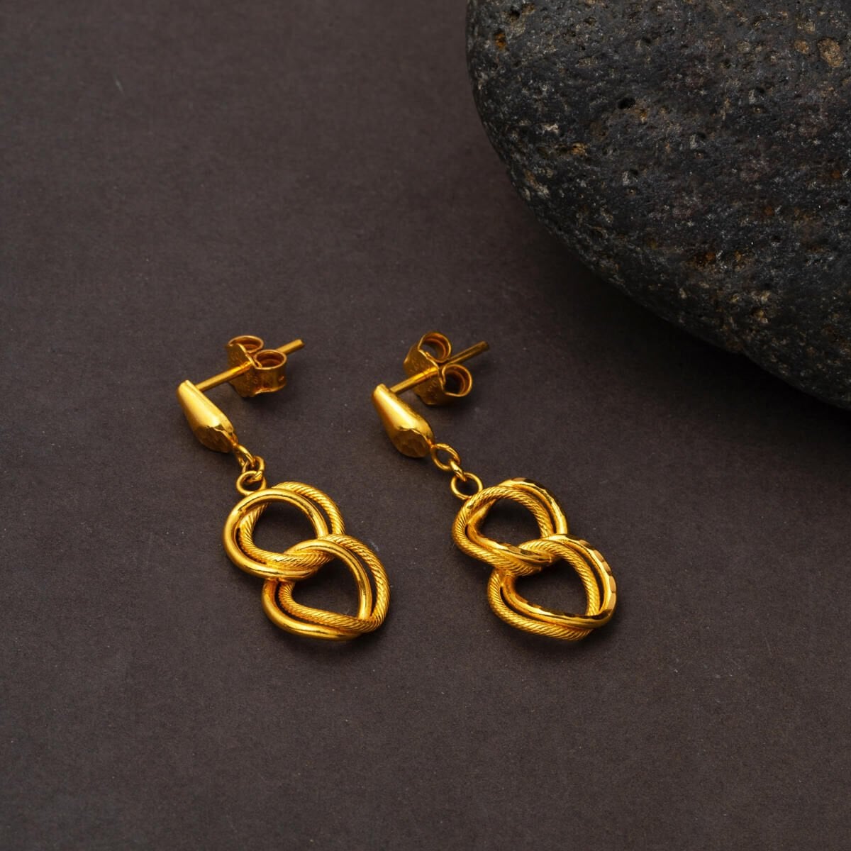 22K Yellow Gold Dangle Milky Way Earrings