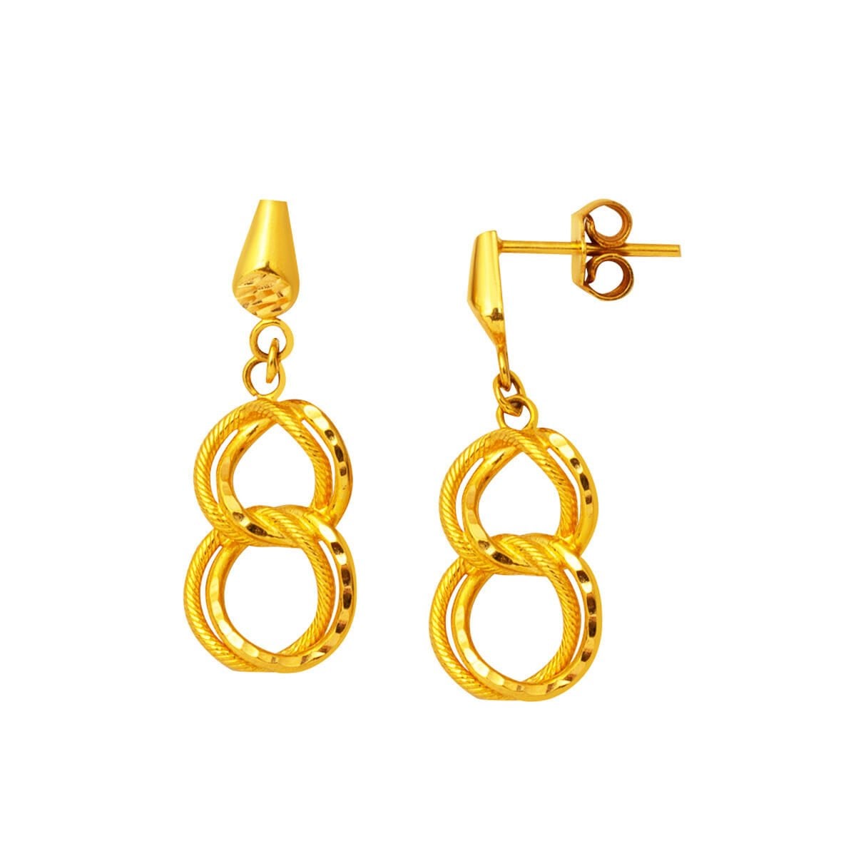 22K Yellow Gold Dangle Milky Way Earrings