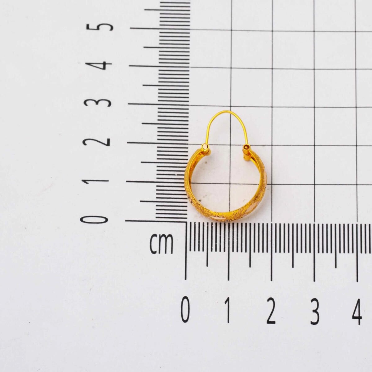 14K Yellow Gold Damascus Hand Engraved Hoop Earrings