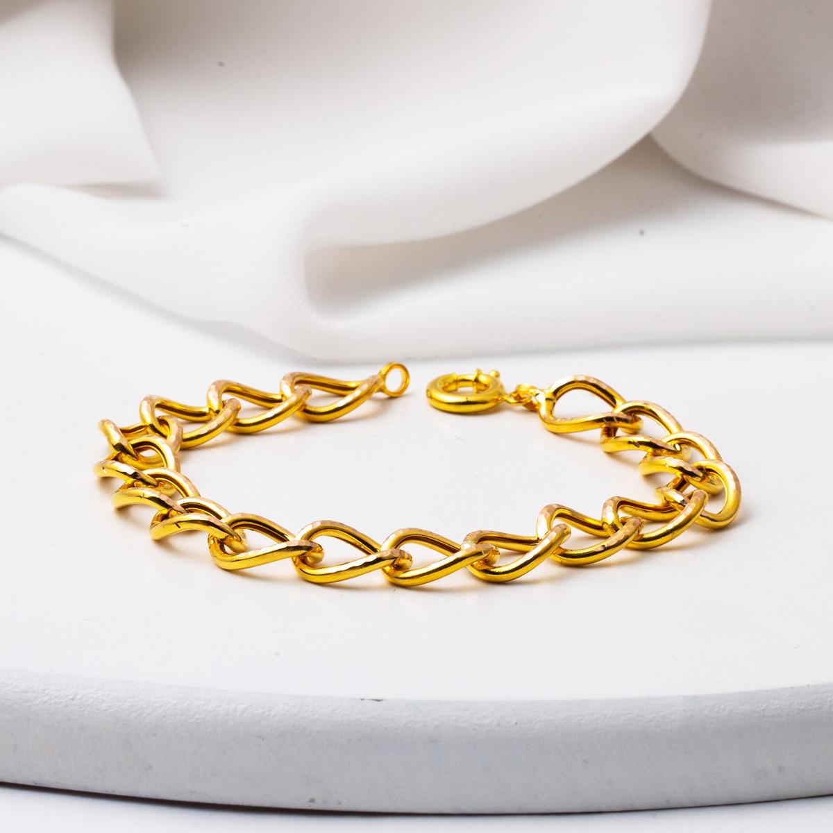 14K Yellow Gold Space Path Design Bracelet