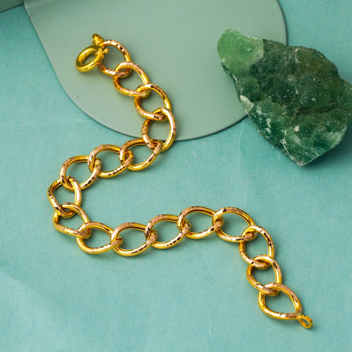 14K Yellow Gold Space Path Design Bracelet