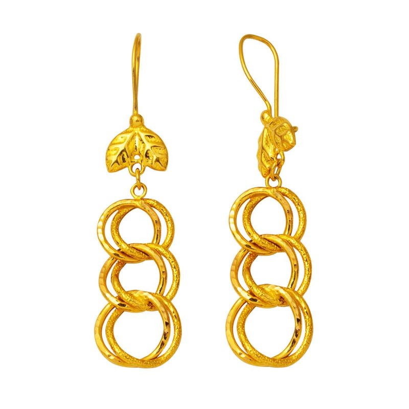 22K Yellow Gold Milky Way Dangle Earrings