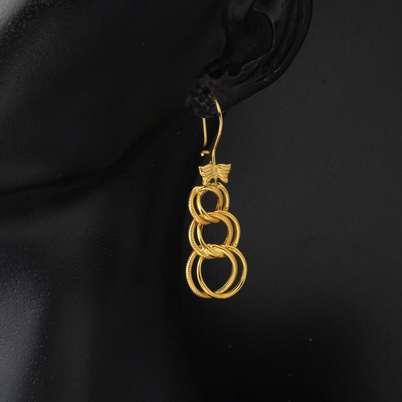 14K Yellow Gold Milky Way Butterfly Dangle Earrings (3.35 g)