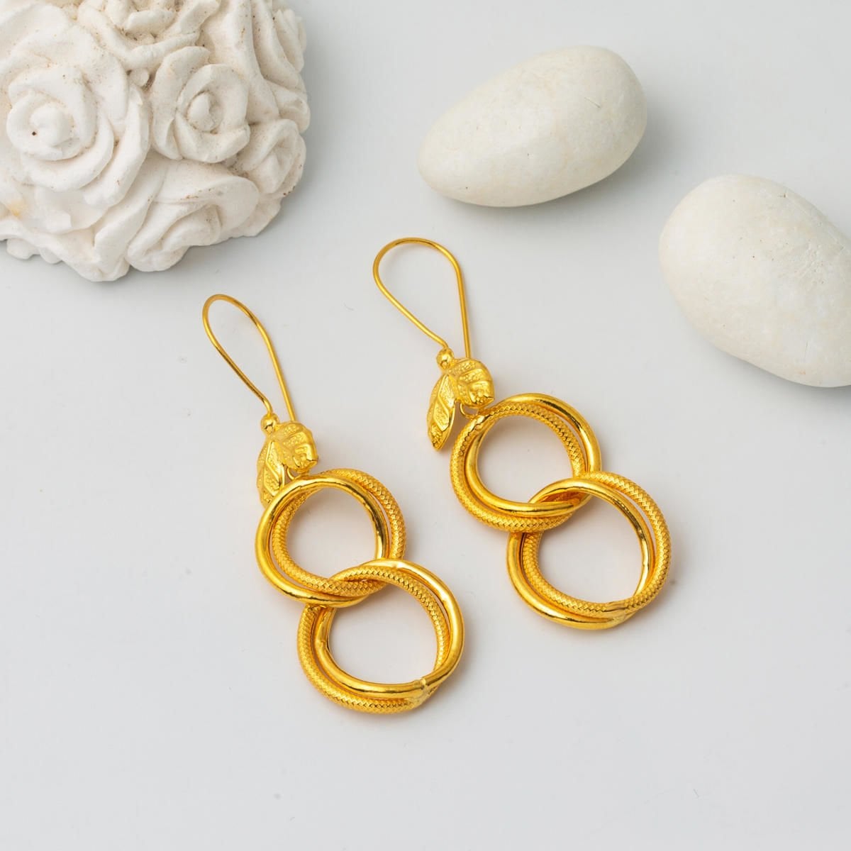 22K Yellow Gold Milky Way Dangle Earrings (4.02 g)