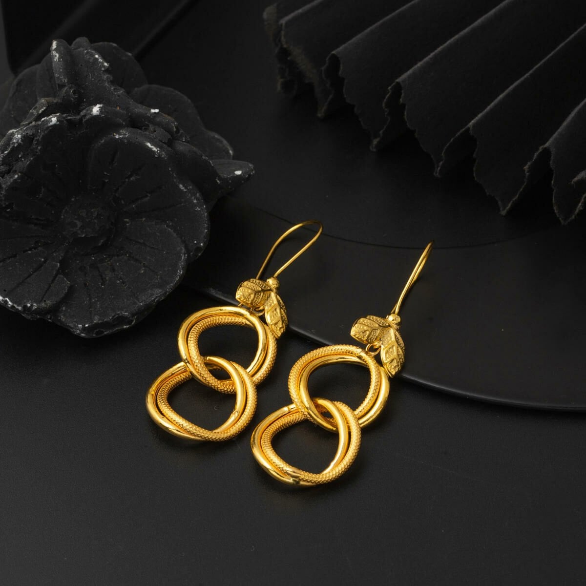 22K Yellow Gold Milky Way Dangle Earrings (4.02 g)