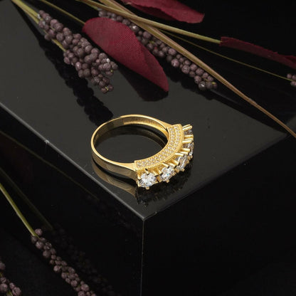 14K Yellow Gold Five Stone Cubic Zirconia Ring (4.28 g)
