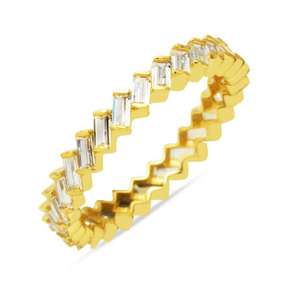 14K Yellow Gold Baguette Full Eternity Cubic Zirconia Ring