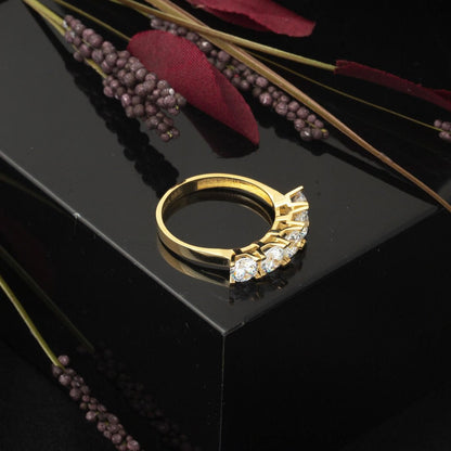 14K Yellow Gold Five Stone Cubic Zirconia Ring (2.68 g)