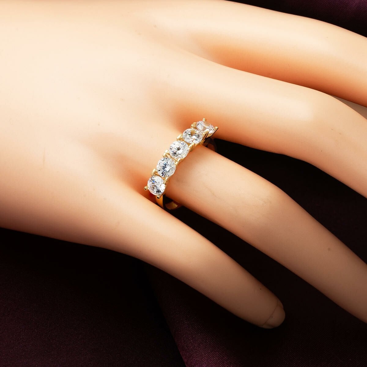 14K Yellow Gold Five Stone Cubic Zirconia Ring (2.68 g)