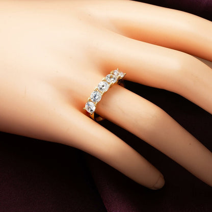 14K Yellow Gold Five Stone Cubic Zirconia Ring (2.68 g)