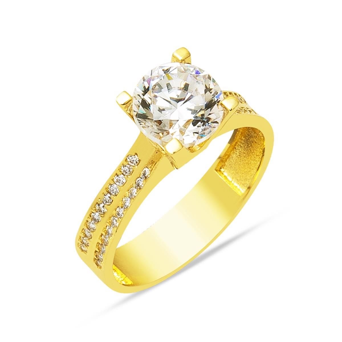 14K Yellow Gold Solitaire Cubic Zirconia Ring (3.48 g)
