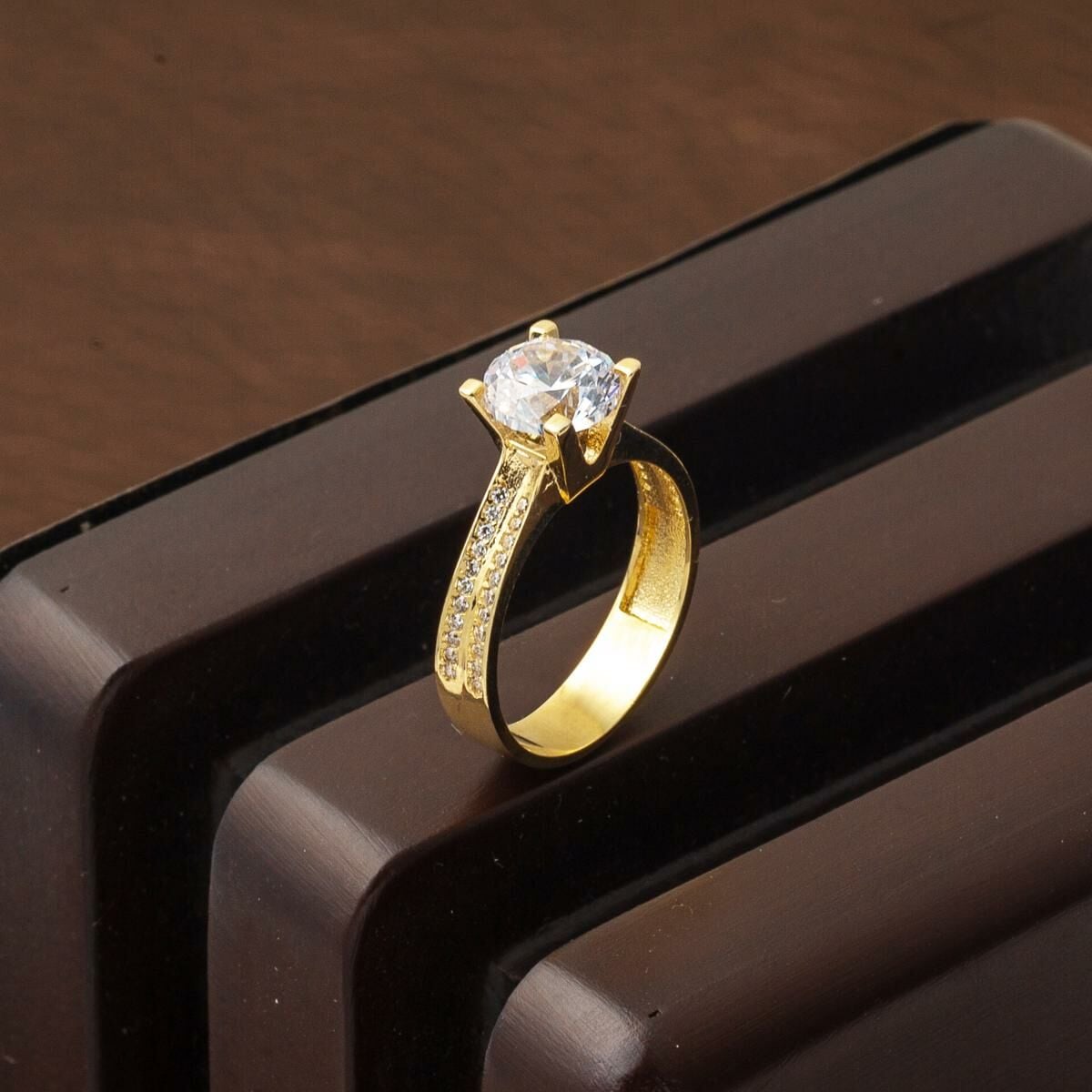 14K Yellow Gold Solitaire Cubic Zirconia Ring (3.48 g)