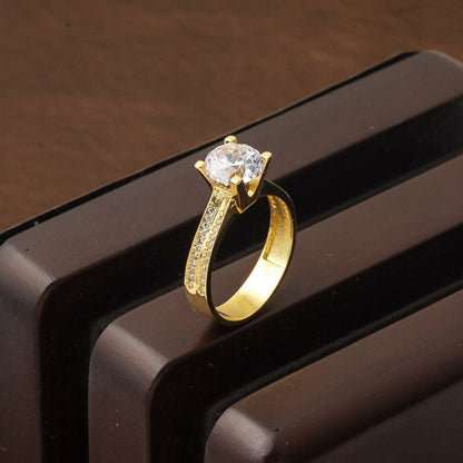 14K Yellow Gold Solitaire Cubic Zirconia Ring (3.48 g)