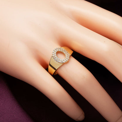 14K Yellow Gold Initial O Cubic Zirconia Women's Ring