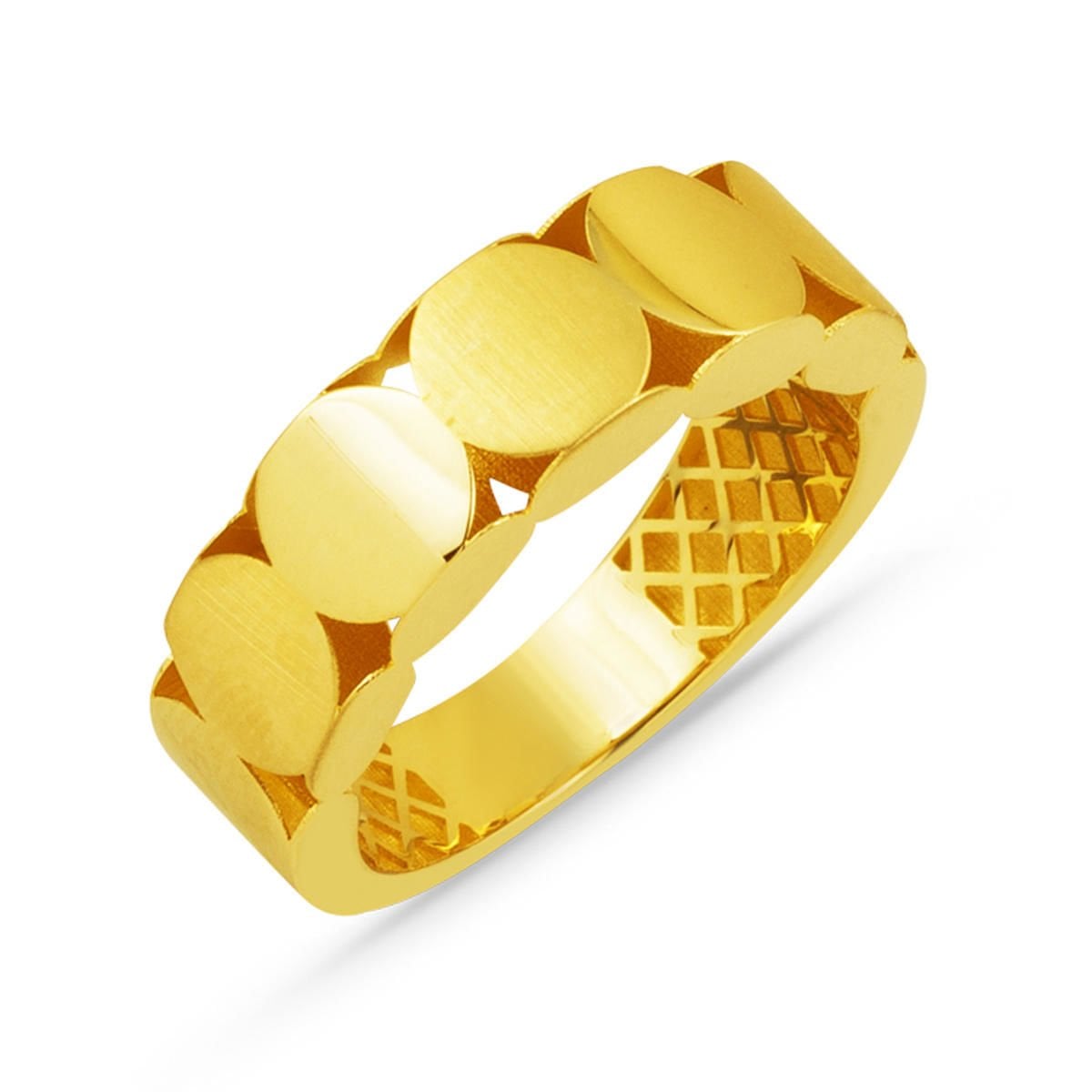 14K Yellow Gold Handcrafted Patterned Ring