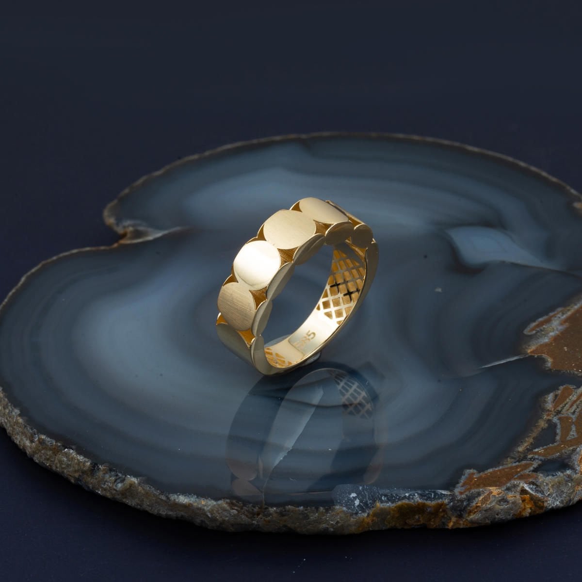 14K Yellow Gold Handcrafted Patterned Ring
