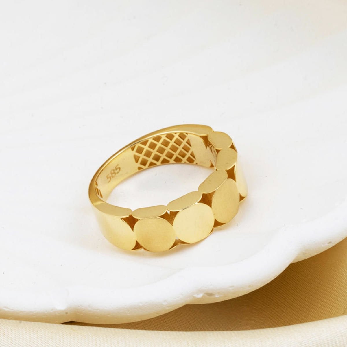 14K Yellow Gold Handcrafted Patterned Ring