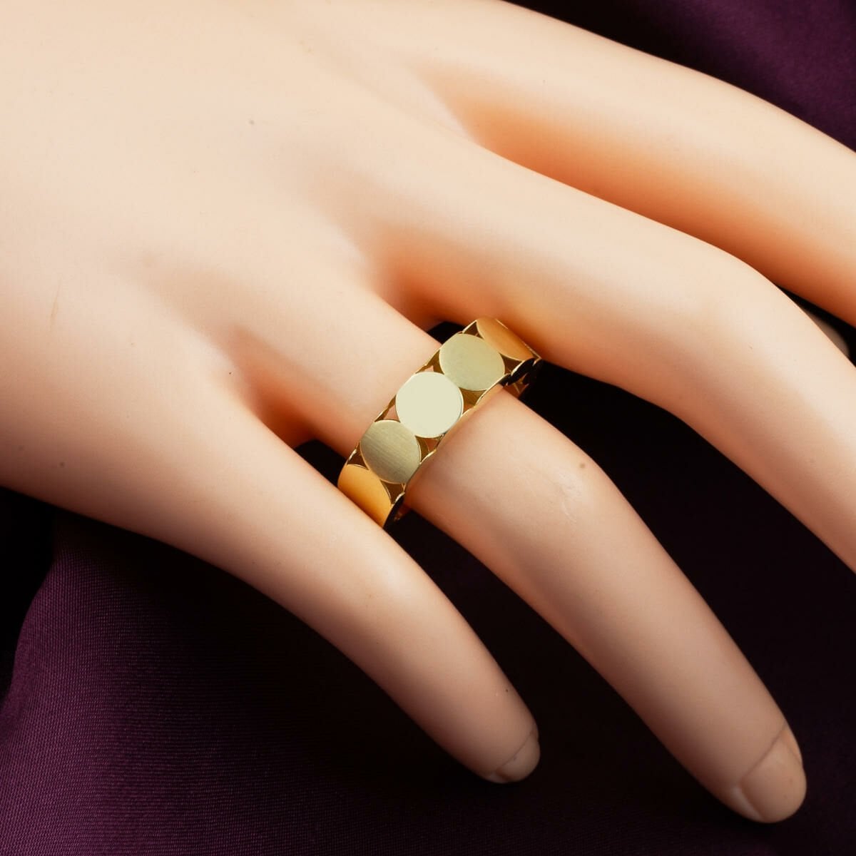 14K Yellow Gold Handcrafted Patterned Ring