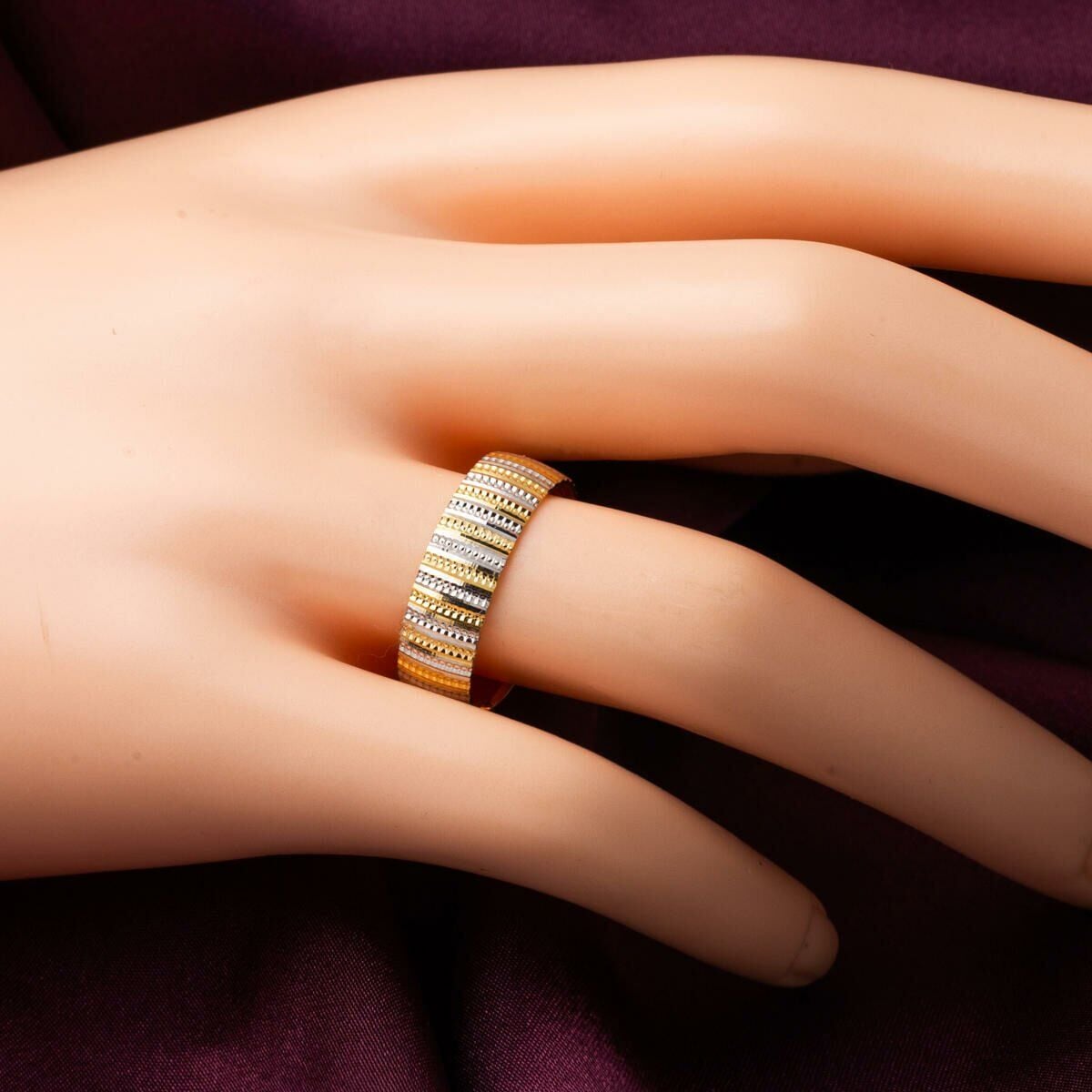 14K Yellow and White Gold Wedding Band Set