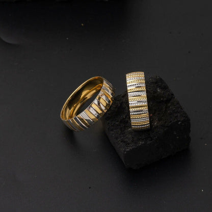 14K Yellow and White Gold Wedding Band Set