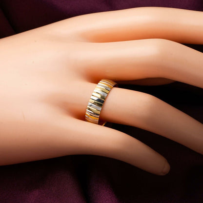 14K Yellow and White Gold Wedding Band Set
