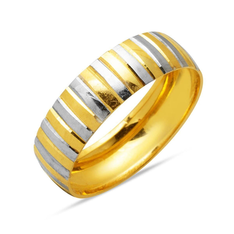 14K Yellow and White Gold Men's Wedding Band Ring