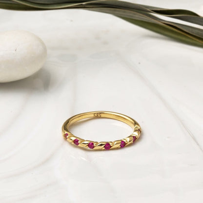 14K Yellow Gold Spiral Rose Cubic Zirconia Ring
