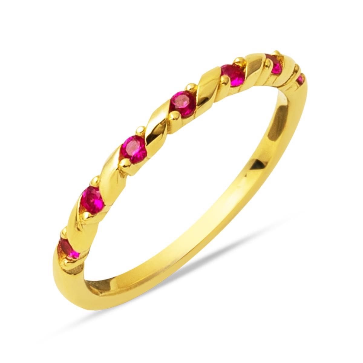 14K Yellow Gold Spiral Rose Cubic Zirconia Ring