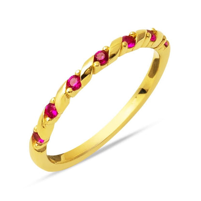 14K Yellow Gold Spiral Rose Cubic Zirconia Ring