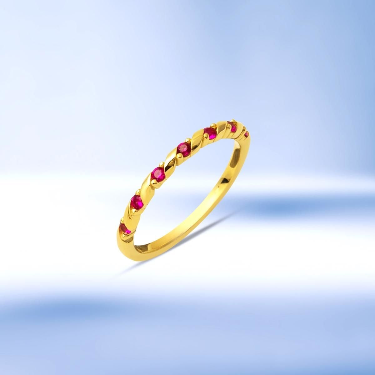 14K Yellow Gold Spiral Rose Cubic Zirconia Ring