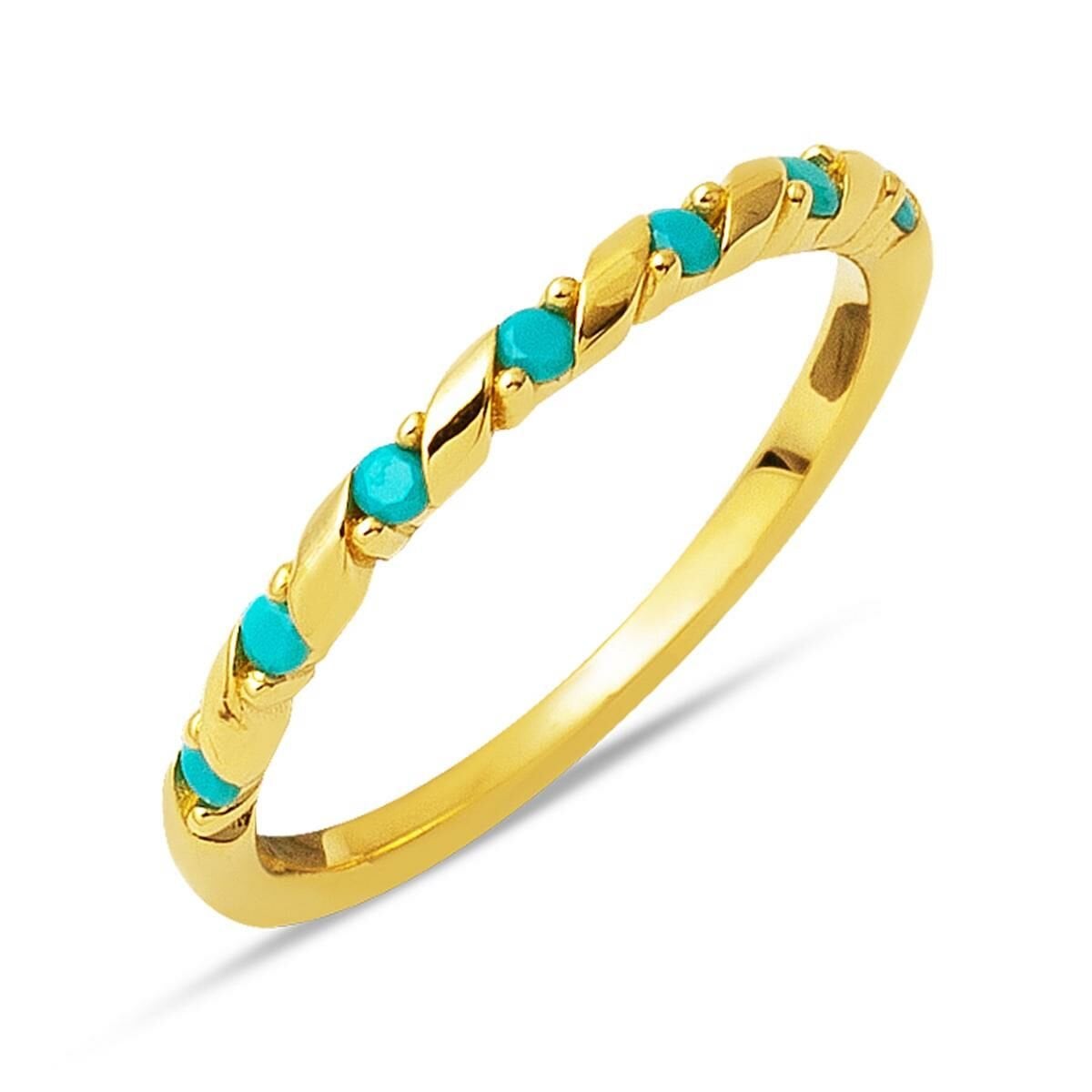 14K Yellow Gold Spiral Turquoise Ring